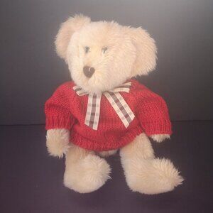 Vintage Russ Berrie "Kipling" Tan Plush Stuffed Bear w/ Red Sweater 12"